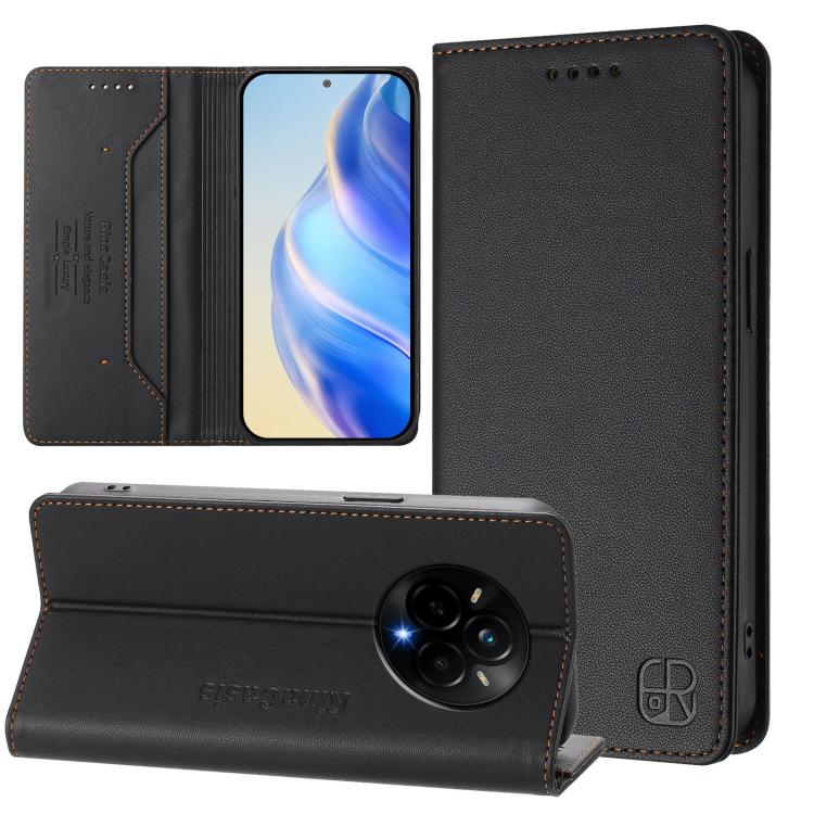 RC01 Dual-Folded Magnetic Suction RFID Leather Phone Case, For Realme C71 4G India, For Realme 15 5G / 15 Pro 5G, For Realme C71 4G Global, For Realme 14 Pro+ 5G, For Realme 14 Pro 5G, For Realme GT 7 Pro 5G