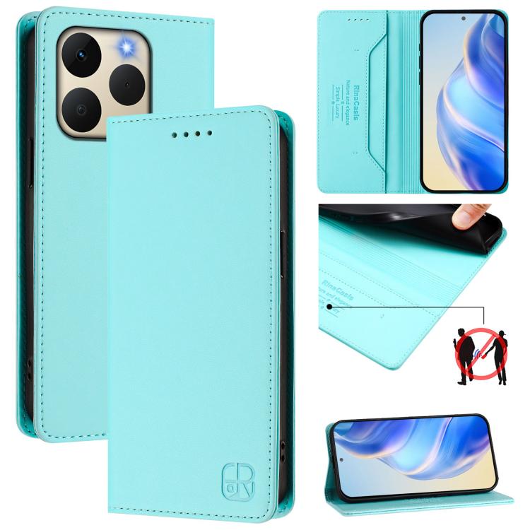 RC01 Dual-Folded Magnetic Suction RFID Leather Phone Case, For Realme 16 Pro 5G Global, For Realme Note 70 4G / 70T 4G, For Realme C100 5G / C83 India / C85 / 15X, For Realme P4 Pro 5G, For Realme P4, For Realme 15T 5G Global