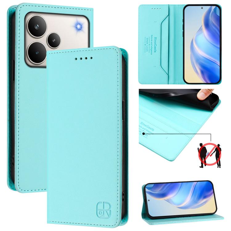 RC01 Dual-Folded Magnetic Suction RFID Leather Phone Case, For Realme 16 Pro 5G Global, For Realme Note 70 4G / 70T 4G, For Realme C100 5G / C83 India / C85 / 15X, For Realme P4 Pro 5G, For Realme P4, For Realme 15T 5G Global