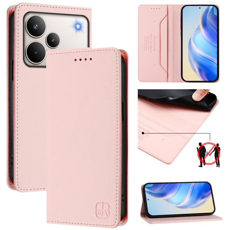 RC01 Dual-Folded Magnetic Suction RFID Leather Phone Case, For Realme 16 Pro 5G Global, For Realme Note 70 4G / 70T 4G, For Realme C100 5G / C83 India / C85 / 15X, For Realme P4 Pro 5G, For Realme P4, For Realme 15T 5G Global