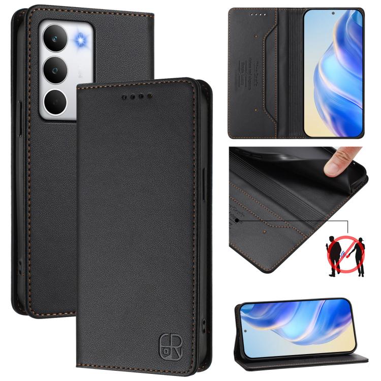 RC01 Dual-Folded Magnetic Suction RFID Leather Phone Case, For Realme C71 4G India, For Realme 15 5G / 15 Pro 5G, For Realme C71 4G Global, For Realme 14 Pro+ 5G, For Realme 14 Pro 5G, For Realme GT 7 Pro 5G