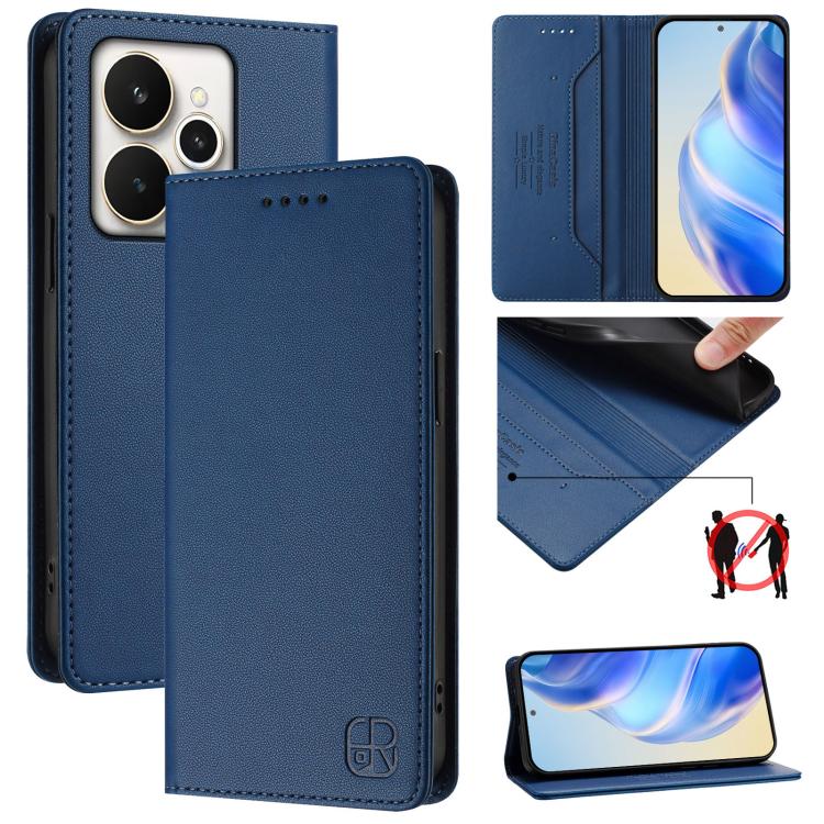 RC01 Dual-Folded Magnetic Suction RFID Leather Phone Case, For Realme C71 4G India, For Realme 15 5G / 15 Pro 5G, For Realme C71 4G Global, For Realme 14 Pro+ 5G, For Realme 14 Pro 5G, For Realme GT 7 Pro 5G