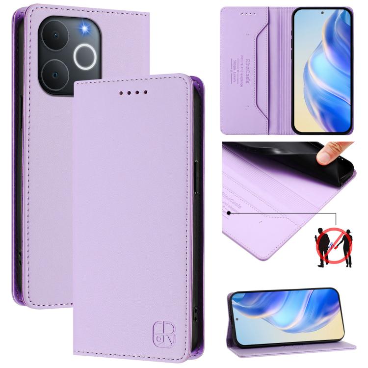 RC01 Dual-Folded Magnetic Suction RFID Leather Phone Case, For Realme 16 Pro 5G Global, For Realme Note 70 4G / 70T 4G, For Realme C100 5G / C83 India / C85 / 15X, For Realme P4 Pro 5G, For Realme P4, For Realme 15T 5G Global