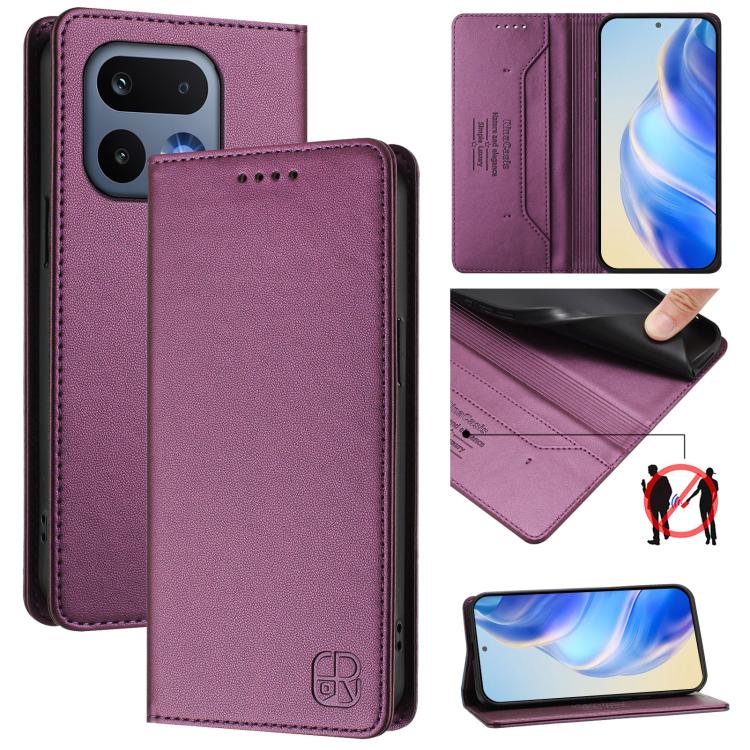 RC01 Dual-Folded Magnetic Suction RFID Leather Phone Case, For Realme 16 Pro 5G Global, For Realme Note 70 4G / 70T 4G, For Realme C100 5G / C83 India / C85 / 15X, For Realme P4 Pro 5G, For Realme P4, For Realme 15T 5G Global