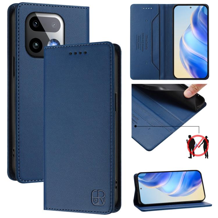 RC01 Dual-Folded Magnetic Suction RFID Leather Phone Case, For Realme P4x / OnePlus CE6 Lite, For Realme 16T 5G, For Realme P4 Power 5G, For Realme Note 80 4G Global, For Realme 16 5G Global, For Realme 16 Pro+ 5G Global