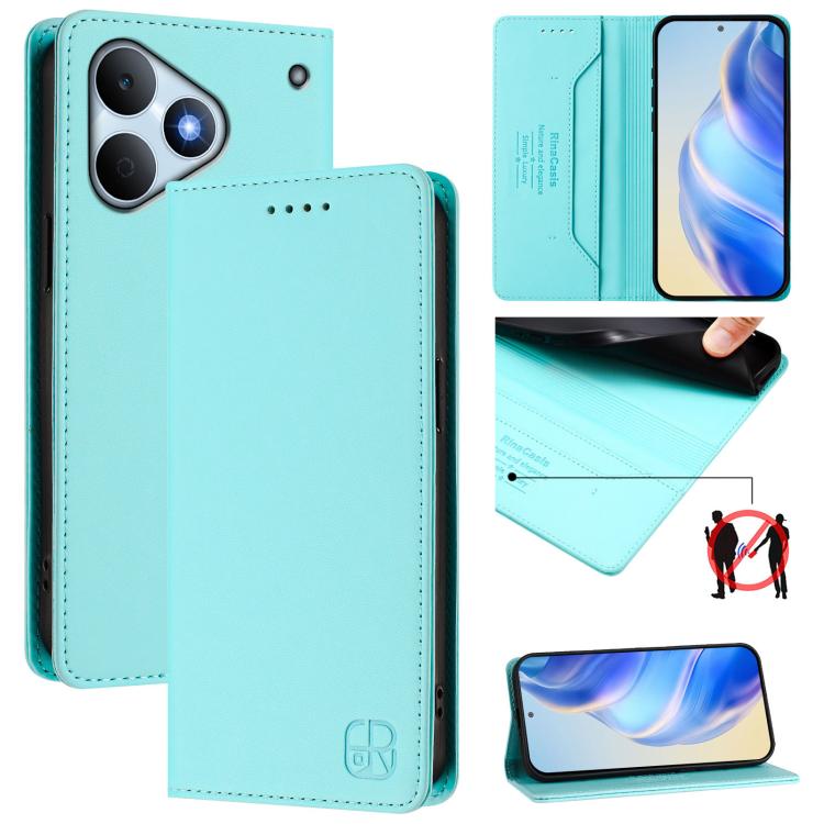 RC01 Dual-Folded Magnetic Suction RFID Leather Phone Case, For Realme P4x / OnePlus CE6 Lite, For Realme 16T 5G, For Realme P4 Power 5G, For Realme Note 80 4G Global, For Realme 16 5G Global, For Realme 16 Pro+ 5G Global
