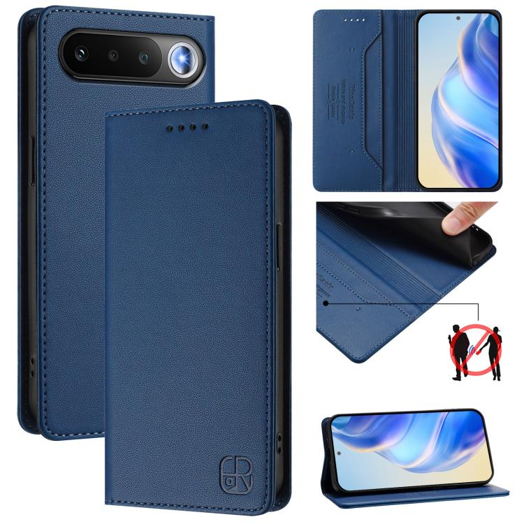 RC01 Dual-Folded Magnetic Suction RFID Leather Phone Case, For Realme P4x / OnePlus CE6 Lite, For Realme 16T 5G, For Realme P4 Power 5G, For Realme Note 80 4G Global, For Realme 16 5G Global, For Realme 16 Pro+ 5G Global