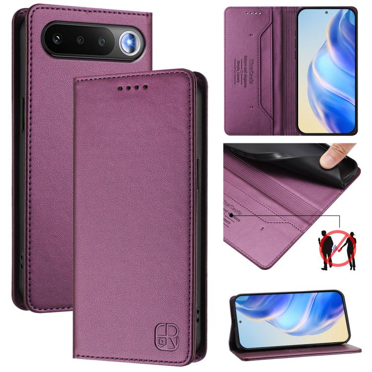 RC01 Dual-Folded Magnetic Suction RFID Leather Phone Case, For Realme P4x / OnePlus CE6 Lite, For Realme 16T 5G, For Realme P4 Power 5G, For Realme Note 80 4G Global, For Realme 16 5G Global, For Realme 16 Pro+ 5G Global