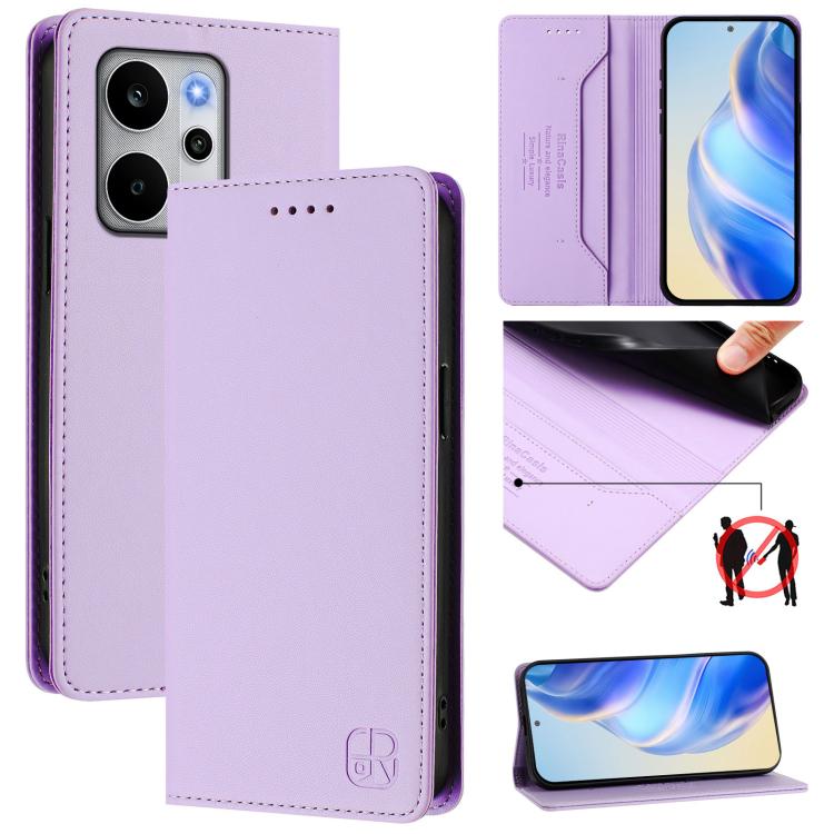 RC01 Dual-Folded Magnetic Suction RFID Leather Phone Case, For Realme P4x / OnePlus CE6 Lite, For Realme 16T 5G, For Realme P4 Power 5G, For Realme Note 80 4G Global, For Realme 16 5G Global, For Realme 16 Pro+ 5G Global