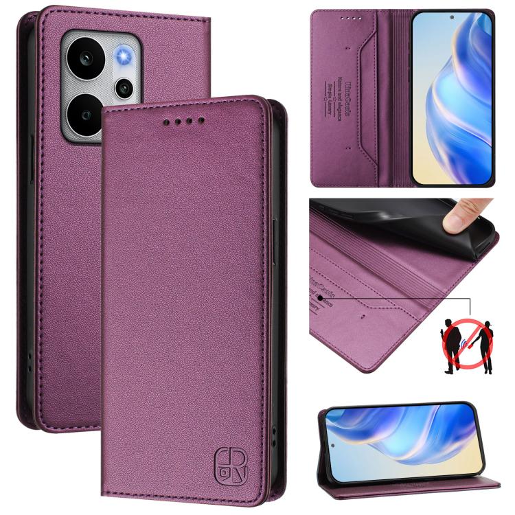 RC01 Dual-Folded Magnetic Suction RFID Leather Phone Case, For Realme P4x / OnePlus CE6 Lite, For Realme 16T 5G, For Realme P4 Power 5G, For Realme Note 80 4G Global, For Realme 16 5G Global, For Realme 16 Pro+ 5G Global