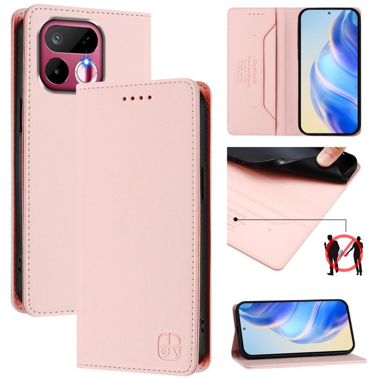 RC01 Dual-Folded Magnetic Suction RFID Leather Phone Case, For Realme P4x / OnePlus CE6 Lite, For Realme 16T 5G, For Realme P4 Power 5G, For Realme Note 80 4G Global, For Realme 16 5G Global, For Realme 16 Pro+ 5G Global
