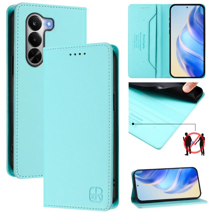 RC01 Dual-Folded Magnetic Suction RFID Leather Phone Case, For Realme P4x / OnePlus CE6 Lite, For Realme 16T 5G, For Realme P4 Power 5G, For Realme Note 80 4G Global, For Realme 16 5G Global, For Realme 16 Pro+ 5G Global