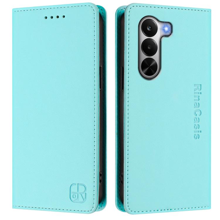 RC01 Dual-Folded Magnetic Suction RFID Leather Phone Case, For Realme P4x / OnePlus CE6 Lite, For Realme 16T 5G, For Realme P4 Power 5G, For Realme Note 80 4G Global, For Realme 16 5G Global, For Realme 16 Pro+ 5G Global
