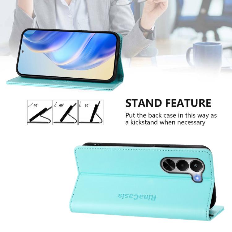 RC01 Dual-Folded Magnetic Suction RFID Leather Phone Case, For Realme P4x / OnePlus CE6 Lite, For Realme 16T 5G, For Realme P4 Power 5G, For Realme Note 80 4G Global, For Realme 16 5G Global, For Realme 16 Pro+ 5G Global