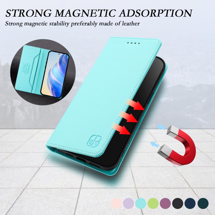 RC01 Dual-Folded Magnetic Suction RFID Leather Phone Case, For Realme P4x / OnePlus CE6 Lite, For Realme 16T 5G, For Realme P4 Power 5G, For Realme Note 80 4G Global, For Realme 16 5G Global, For Realme 16 Pro+ 5G Global