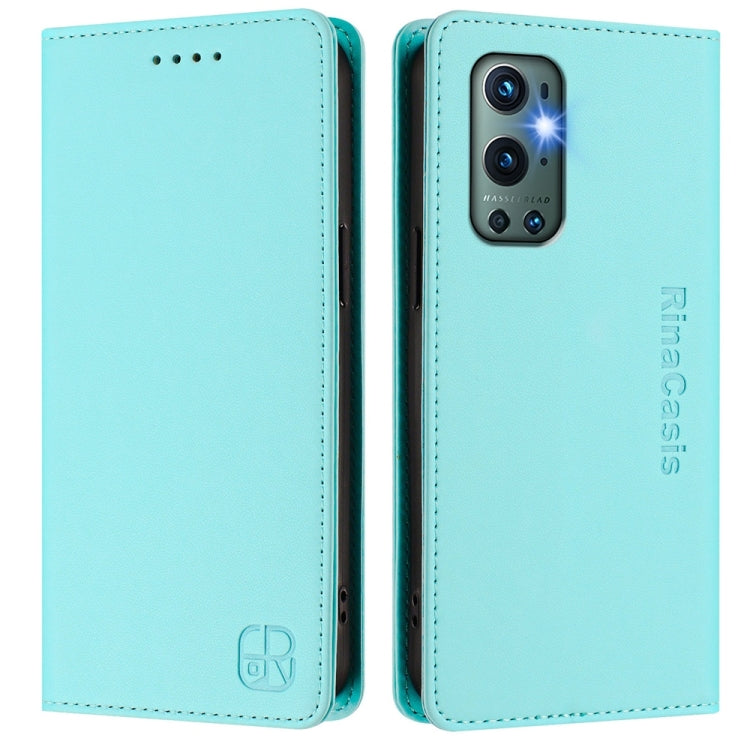 RC01 Dual-Folded Magnetic Suction RFID Leather Phone Case, For OnePlus 9 Pro, For OnePlus 9
