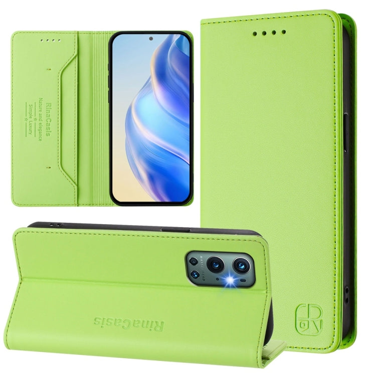 RC01 Dual-Folded Magnetic Suction RFID Leather Phone Case, For OnePlus 9 Pro, For OnePlus 9