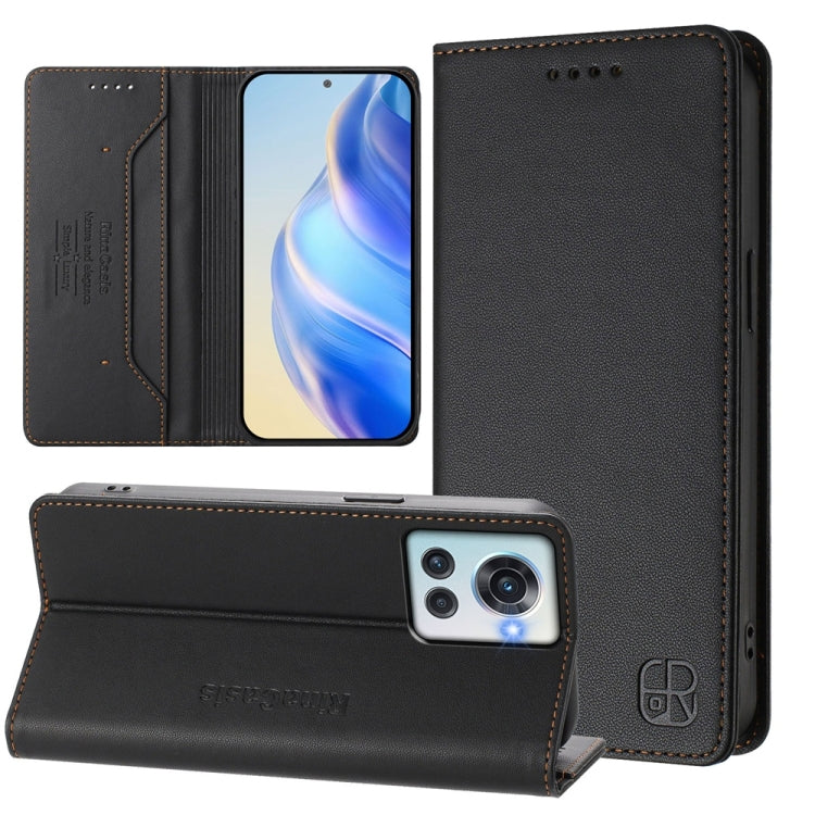 RC01 Dual-Folded Magnetic Suction RFID Leather Phone Case, For OnePlus 11R, For OnePlus 11, For OnePlus Nord N300, For OnePlus Ace Pro / OnePlus 10T Global, For OnePlus Nord 2T, For OnePlus 10R / OnePlus Ace