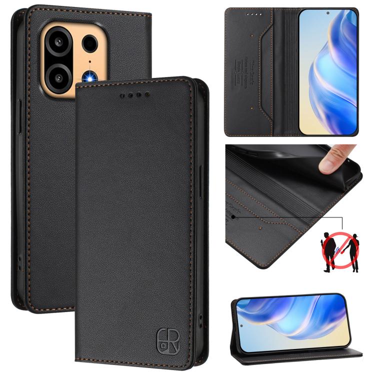 RC01 Dual-Folded Magnetic Suction RFID Leather Phone Case, For OnePlus Turbo 6X Pro 5G, For OnePlus Turbo 6 / 6V 5G, For OnePlus Ace 5 Ultra, For OnePlus Ace 5 Racing, For OnePlus 13R / Ace 5 / Ace 5 Pro, For OnePlus 13