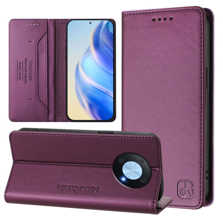 RC01 Dual-Folded Magnetic Suction RFID Leather Phone Case, For Huawei Pura 70, For Huawei Mate 60 Pro / Mate 60 Pro+, For Huawei Mate 60, For Huawei P60 Art, For Huawei P60 / P60 Pro, For Huawei Enjoy 50 Pro / nova Y90