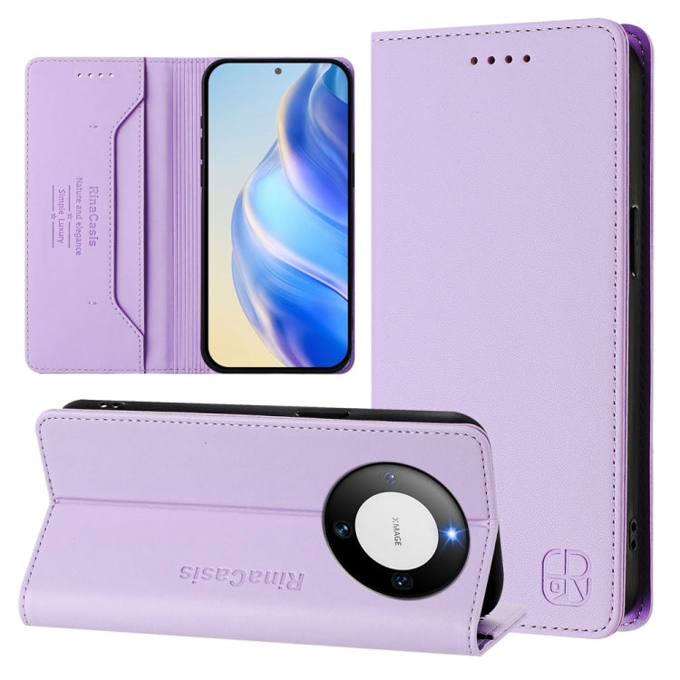 RC01 Dual-Folded Magnetic Suction RFID Leather Phone Case, For Huawei Pura 70, For Huawei Mate 60 Pro / Mate 60 Pro+, For Huawei Mate 60, For Huawei P60 Art, For Huawei P60 / P60 Pro, For Huawei Enjoy 50 Pro / nova Y90