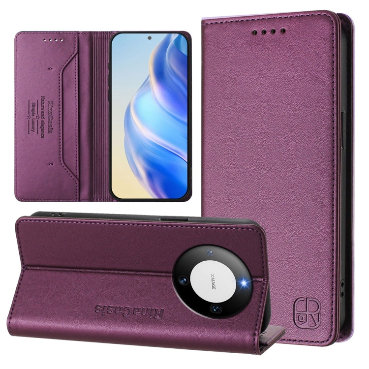 RC01 Dual-Folded Magnetic Suction RFID Leather Phone Case, For Huawei Pura 70, For Huawei Mate 60 Pro / Mate 60 Pro+, For Huawei Mate 60, For Huawei P60 Art, For Huawei P60 / P60 Pro, For Huawei Enjoy 50 Pro / nova Y90