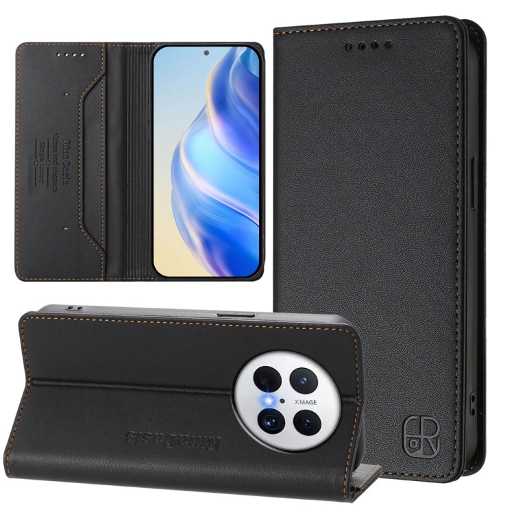 RC01 Dual-Folded Magnetic Suction RFID Leather Phone Case, For Huawei nova 16z / 15 / 14, For Huawei nova 16, For Huawei Pura 90 Pro Max 5G, For Huawei Pura 90 Pro 5G, For Huawei Mate 70 Air 5G, For Huawei Mate 70 Pro