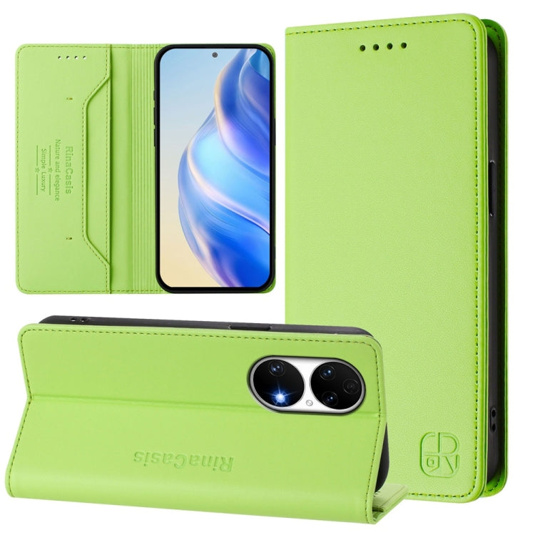 RC01 Dual-Folded Magnetic Suction RFID Leather Phone Case, For Huawei Enjoy 50 / nova Y70 Plus, For Huawei nova 9, For Huawei P50 Pro, For Huawei P50, For Huawei Enjoy 20 SE / Y7a