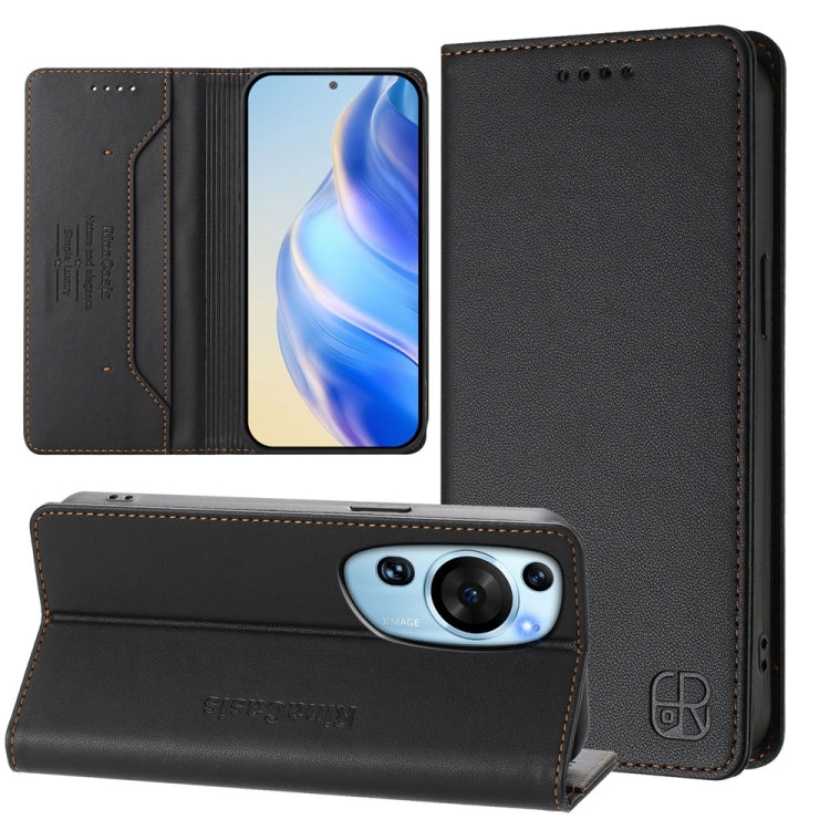 RC01 Dual-Folded Magnetic Suction RFID Leather Phone Case, For Huawei Pura 70, For Huawei Mate 60 Pro / Mate 60 Pro+, For Huawei Mate 60, For Huawei P60 Art, For Huawei P60 / P60 Pro, For Huawei Enjoy 50 Pro / nova Y90
