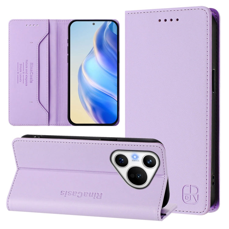 RC01 Dual-Folded Magnetic Suction RFID Leather Phone Case, For Huawei Pura 70, For Huawei Mate 60 Pro / Mate 60 Pro+, For Huawei Mate 60, For Huawei P60 Art, For Huawei P60 / P60 Pro, For Huawei Enjoy 50 Pro / nova Y90