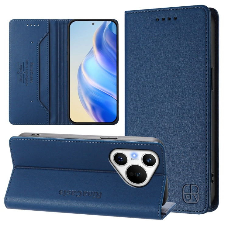 RC01 Dual-Folded Magnetic Suction RFID Leather Phone Case, For Huawei Pura 70, For Huawei Mate 60 Pro / Mate 60 Pro+, For Huawei Mate 60, For Huawei P60 Art, For Huawei P60 / P60 Pro, For Huawei Enjoy 50 Pro / nova Y90