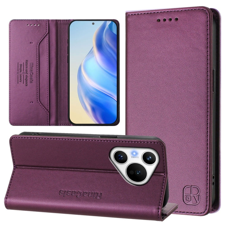 RC01 Dual-Folded Magnetic Suction RFID Leather Phone Case, For Huawei Pura 70, For Huawei Mate 60 Pro / Mate 60 Pro+, For Huawei Mate 60, For Huawei P60 Art, For Huawei P60 / P60 Pro, For Huawei Enjoy 50 Pro / nova Y90