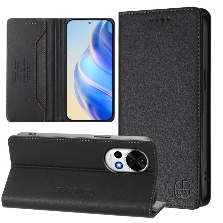 RC01 Dual-Folded Magnetic Suction RFID Leather Phone Case, For Huawei Mate 70, For Huawei Nova 13 Pro, For Huawei Nova 13 / Nova 12, For Huawei Pura 70 Pro / Pura 70 Pro+, For Huawei nova 12i Global, For Huawei nova 12s Global