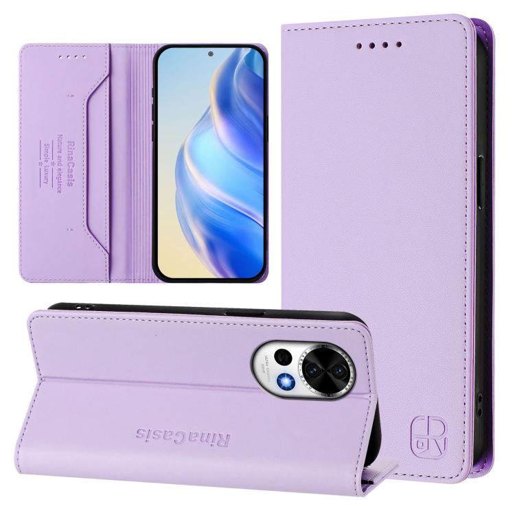 RC01 Dual-Folded Magnetic Suction RFID Leather Phone Case, For Huawei Mate 70, For Huawei Nova 13 Pro, For Huawei Nova 13 / Nova 12, For Huawei Pura 70 Pro / Pura 70 Pro+, For Huawei nova 12i Global, For Huawei nova 12s Global