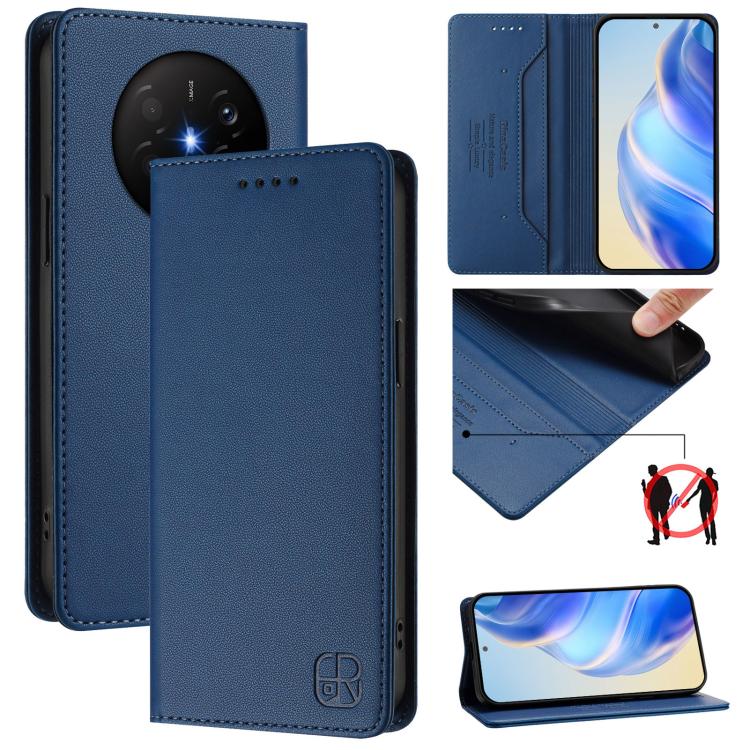 RC01 Dual-Folded Magnetic Suction RFID Leather Phone Case, For Huawei nova 16z / 15 / 14, For Huawei nova 16, For Huawei Pura 90 Pro Max 5G, For Huawei Pura 90 Pro 5G, For Huawei Mate 70 Air 5G, For Huawei Mate 70 Pro