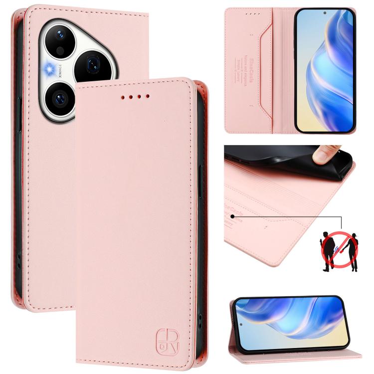 RC01 Dual-Folded Magnetic Suction RFID Leather Phone Case, For Huawei nova 16z / 15 / 14, For Huawei nova 16, For Huawei Pura 90 Pro Max 5G, For Huawei Pura 90 Pro 5G, For Huawei Mate 70 Air 5G, For Huawei Mate 70 Pro