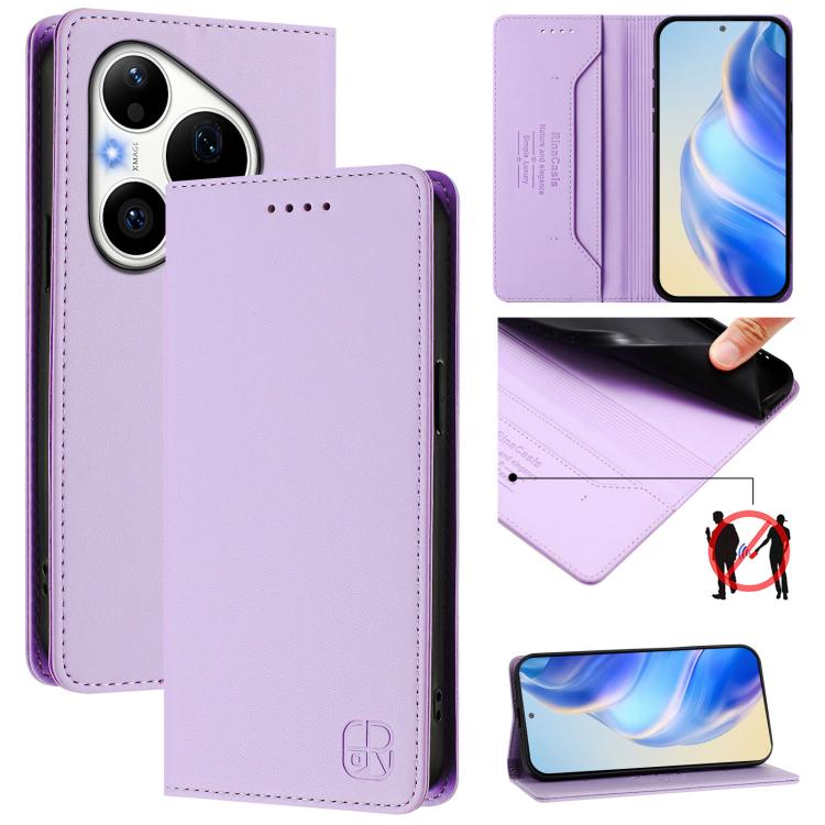 RC01 Dual-Folded Magnetic Suction RFID Leather Phone Case, For Huawei nova 16z / 15 / 14, For Huawei nova 16, For Huawei Pura 90 Pro Max 5G, For Huawei Pura 90 Pro 5G, For Huawei Mate 70 Air 5G, For Huawei Mate 70 Pro