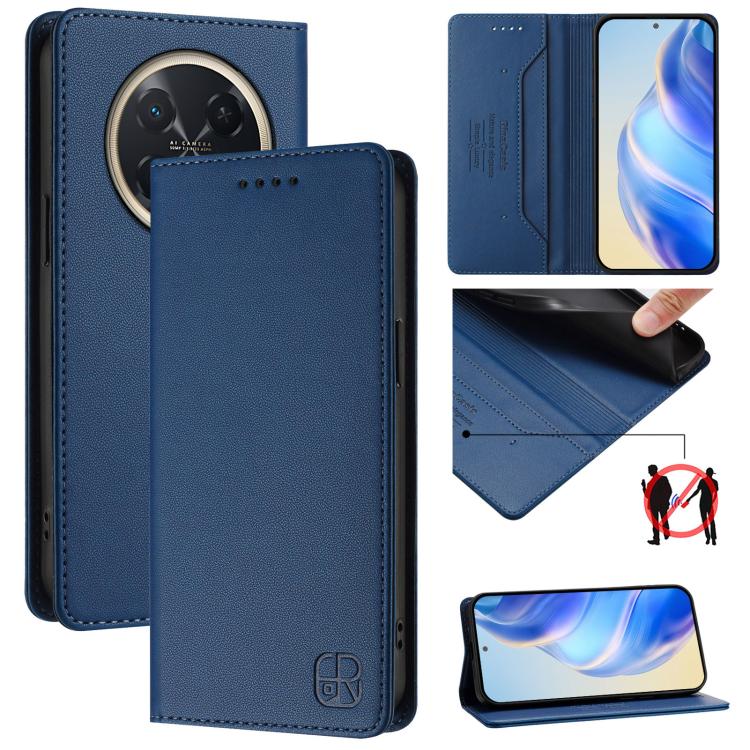RC01 Dual-Folded Magnetic Suction RFID Leather Phone Case, For Huawei nova 16z / 15 / 14, For Huawei nova 16, For Huawei Pura 90 Pro Max 5G, For Huawei Pura 90 Pro 5G, For Huawei Mate 70 Air 5G, For Huawei Mate 70 Pro