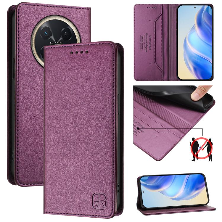 RC01 Dual-Folded Magnetic Suction RFID Leather Phone Case, For Huawei nova 16z / 15 / 14, For Huawei nova 16, For Huawei Pura 90 Pro Max 5G, For Huawei Pura 90 Pro 5G, For Huawei Mate 70 Air 5G, For Huawei Mate 70 Pro