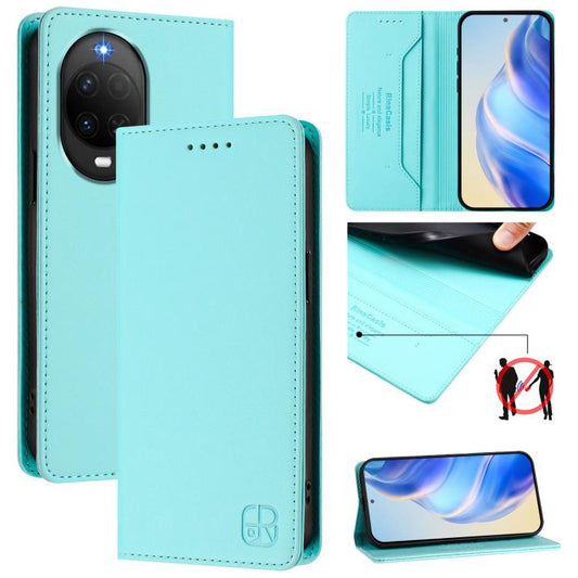 RC01 Dual-Folded Magnetic Suction RFID Leather Phone Case, For Huawei nova 16z / 15 / 14, For Huawei nova 16, For Huawei Pura 90 Pro Max 5G, For Huawei Pura 90 Pro 5G, For Huawei Mate 70 Air 5G, For Huawei Mate 70 Pro
