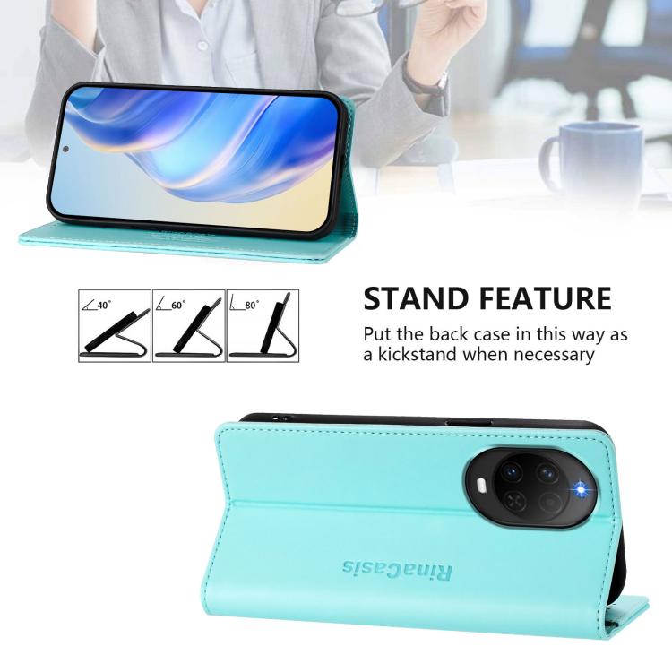 RC01 Dual-Folded Magnetic Suction RFID Leather Phone Case, For Huawei nova 16z / 15 / 14, For Huawei nova 16, For Huawei Pura 90 Pro Max 5G, For Huawei Pura 90 Pro 5G, For Huawei Mate 70 Air 5G, For Huawei Mate 70 Pro