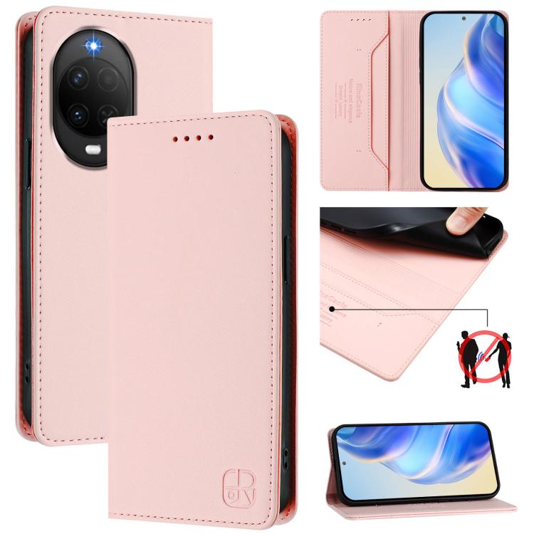 RC01 Dual-Folded Magnetic Suction RFID Leather Phone Case, For Huawei nova 16z / 15 / 14, For Huawei nova 16, For Huawei Pura 90 Pro Max 5G, For Huawei Pura 90 Pro 5G, For Huawei Mate 70 Air 5G, For Huawei Mate 70 Pro
