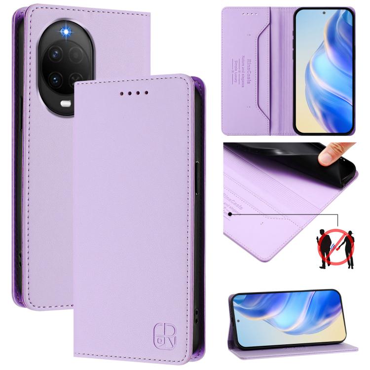 RC01 Dual-Folded Magnetic Suction RFID Leather Phone Case, For Huawei nova 16z / 15 / 14, For Huawei nova 16, For Huawei Pura 90 Pro Max 5G, For Huawei Pura 90 Pro 5G, For Huawei Mate 70 Air 5G, For Huawei Mate 70 Pro