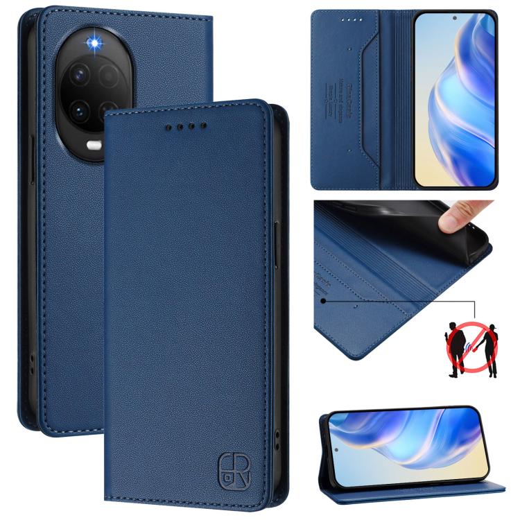 RC01 Dual-Folded Magnetic Suction RFID Leather Phone Case, For Huawei nova 16z / 15 / 14, For Huawei nova 16, For Huawei Pura 90 Pro Max 5G, For Huawei Pura 90 Pro 5G, For Huawei Mate 70 Air 5G, For Huawei Mate 70 Pro