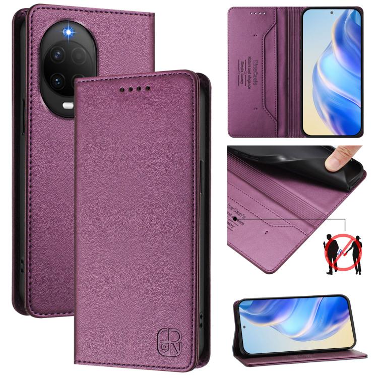 RC01 Dual-Folded Magnetic Suction RFID Leather Phone Case, For Huawei nova 16z / 15 / 14, For Huawei nova 16, For Huawei Pura 90 Pro Max 5G, For Huawei Pura 90 Pro 5G, For Huawei Mate 70 Air 5G, For Huawei Mate 70 Pro