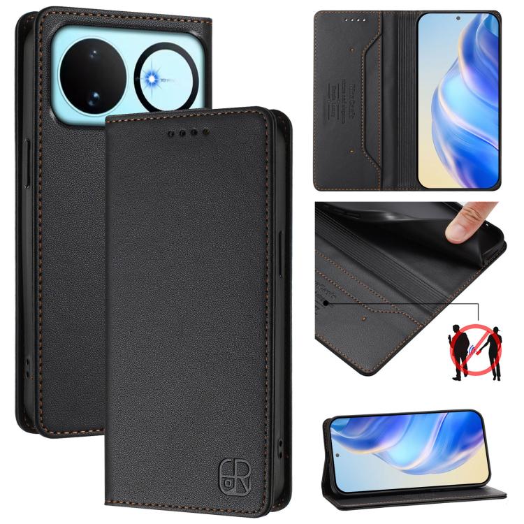 RC01 Dual-Folded Magnetic Suction RFID Leather Phone Case, For Huawei nova 16z / 15 / 14, For Huawei nova 16, For Huawei Pura 90 Pro Max 5G, For Huawei Pura 90 Pro 5G, For Huawei Mate 70 Air 5G, For Huawei Mate 70 Pro