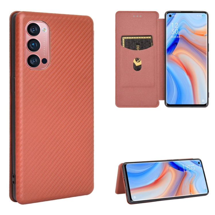 Carbon Fiber Texture Magnetic Horizontal Flip TPU + PC + PU Leather Case with Card Slot, For OPPO Find X2, For OPPO Realme C11, For OPPO Realme C15, For OPPO Reno2 Z / F, For OPPO Reno3 A(Japanese Version), For OPPO Reno4 Pro 5G, For OPPO Reno A       ...