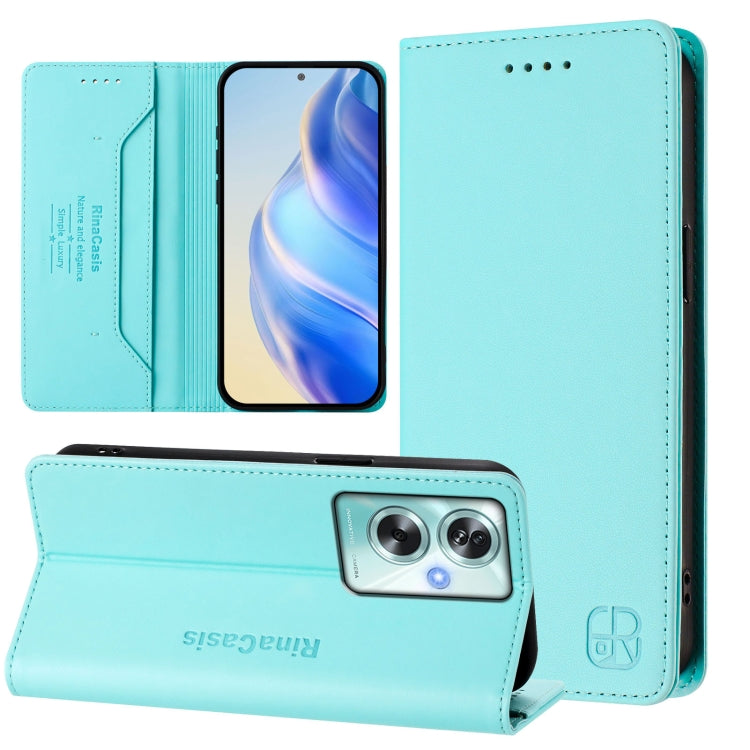 RC01 Dual-Folded Magnetic Suction RFID Leather Phone Case, For OPPO A79 5G Global