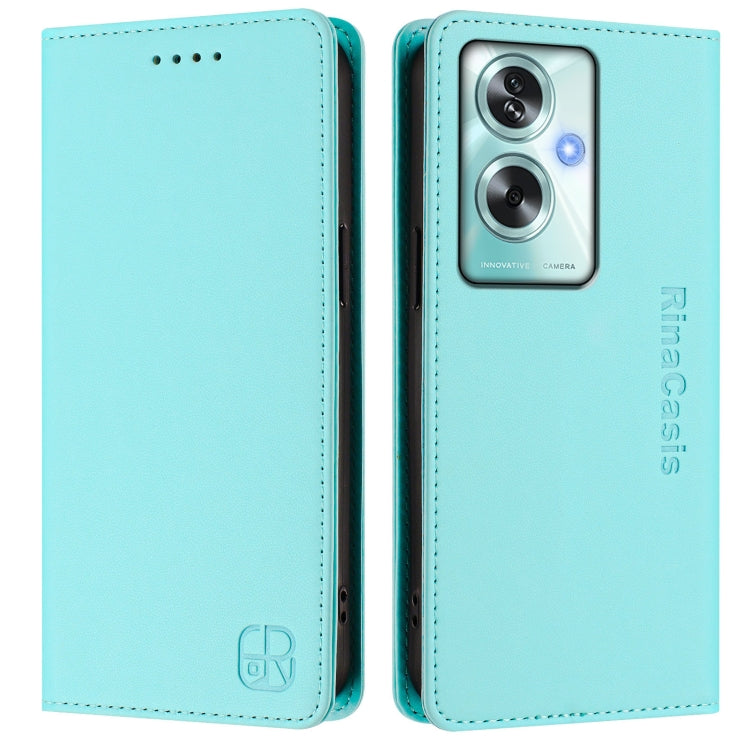 RC01 Dual-Folded Magnetic Suction RFID Leather Phone Case, For OPPO A79 5G Global