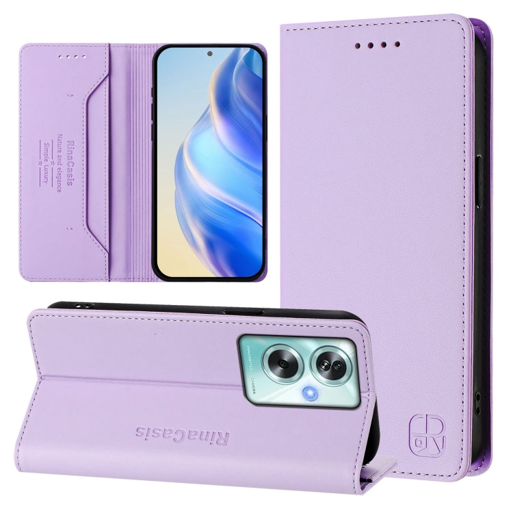 RC01 Dual-Folded Magnetic Suction RFID Leather Phone Case, For OPPO A79 5G Global